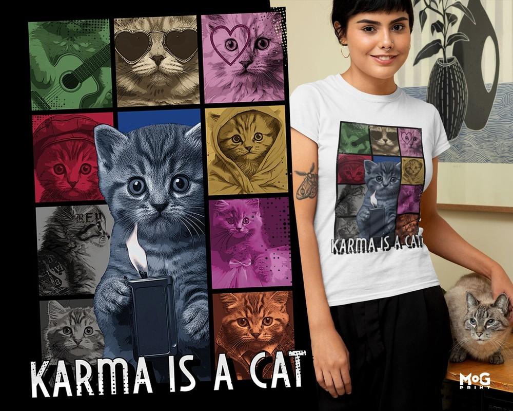 Funny Karma Is a Cat T-shirt Swift Music Shirt Retro Gift Tee for Feline Owners