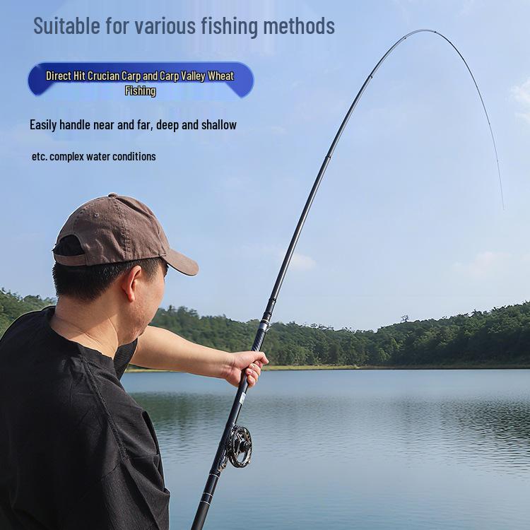 Super Hard 19-Tune Fishing Rod - Wheat & Corn Design, No-Cut Front-Casting, Lightweight Multi-Position Hand Rod Combo.
