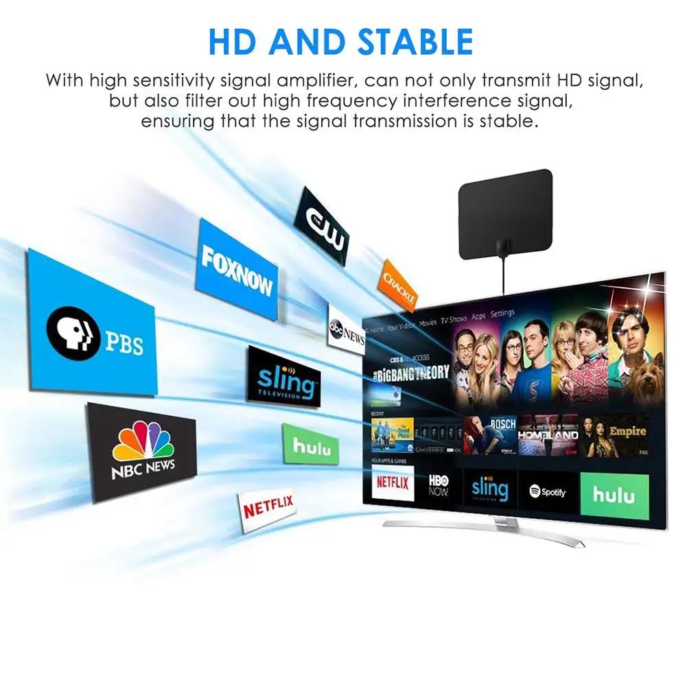 Высококачественная 4K HD TV DTV Box цифровая телевизионная антенна 980 Miles Booster активная комнатная антенна HD Flat Design