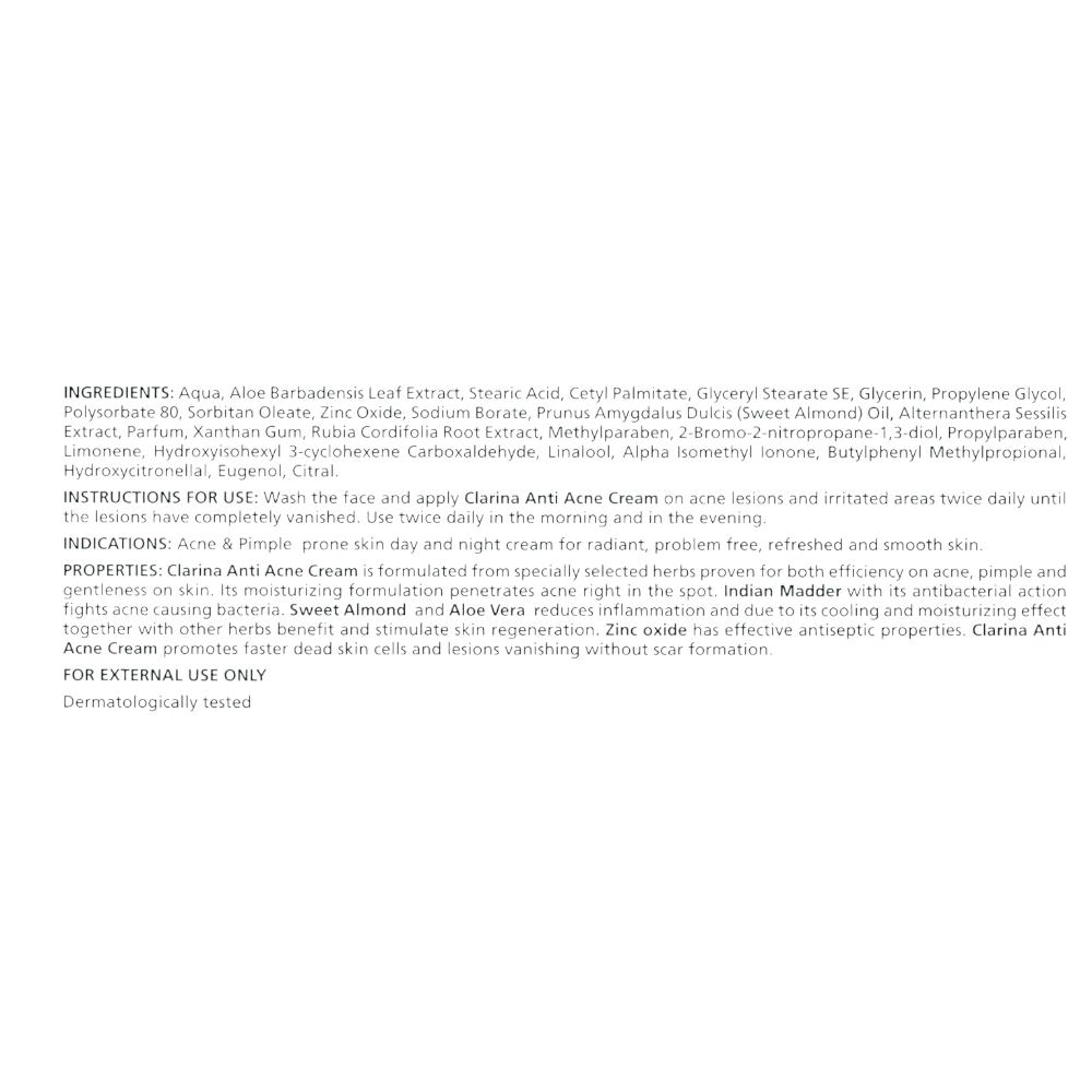 Himalaya Herbals Clarina Крем против акне 30г | Успокаивающее средство для лечения акне для чистого ухода за кожей