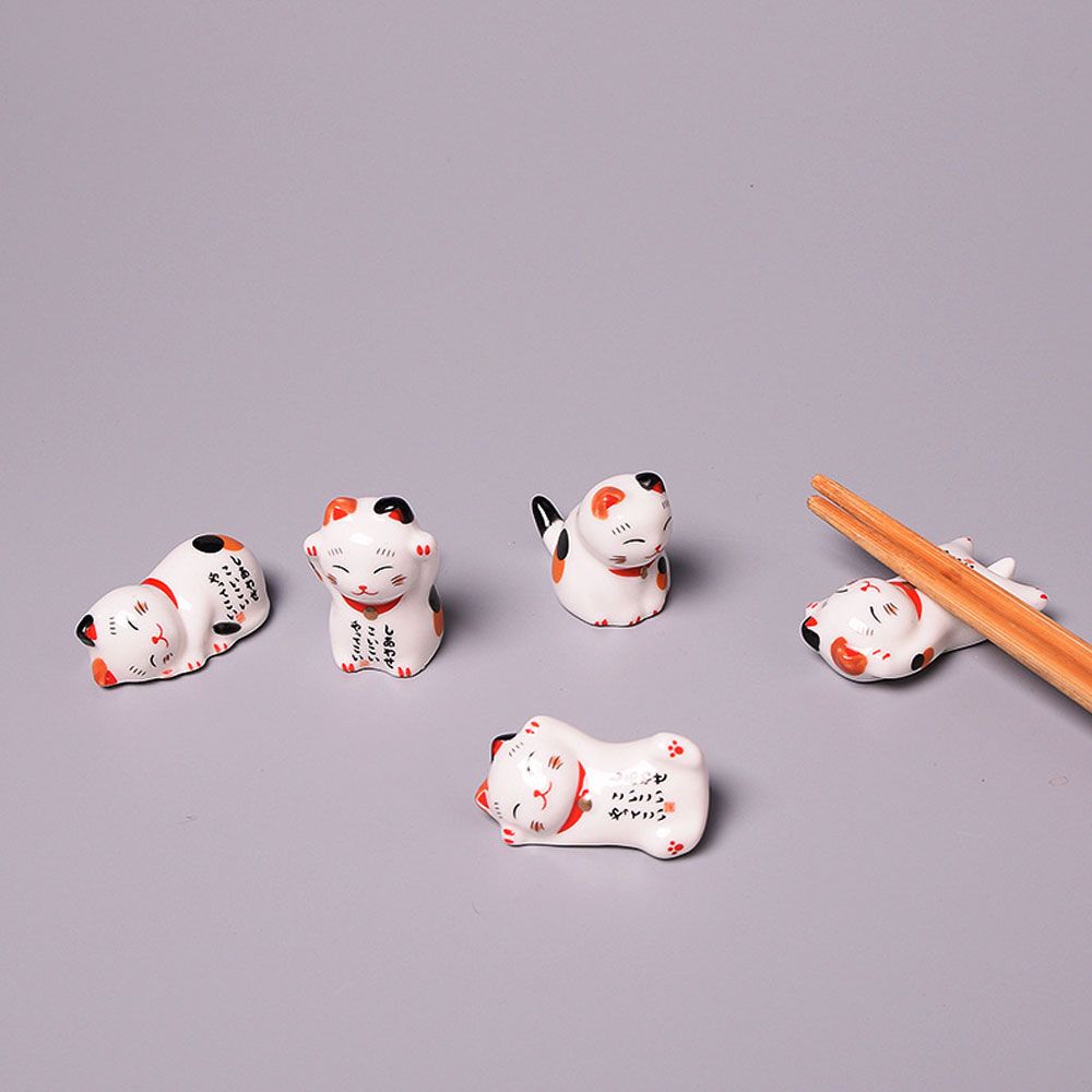 Creative Spoon Fork Rest Home Hotel Ceramic Japanese Chopsticks Holder Lucky Cat Cutlery Stand