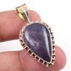 Natural Iolite Gemstone 925 Solid Sterling Silver Two Tone Pendant 1.50'' b5D65
