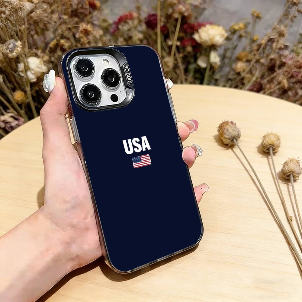 Чехол для телефона «Культура американского флага» для iPhone 17, 16, 15, 14, 13, 12, 11 Plus, Pro Max, XS, Цветной Серебристо-черный Чехол