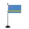Drapeau De Table - Aruba - 14 X 21 Cm - Polyester - Mât En Plastique - Impression Recto/Verso