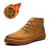 Men Handmade Leather Shoes Casual Hiking Boots Outdoor Winter Warm Ankle Boots High Top Walking Shoes Over Sized