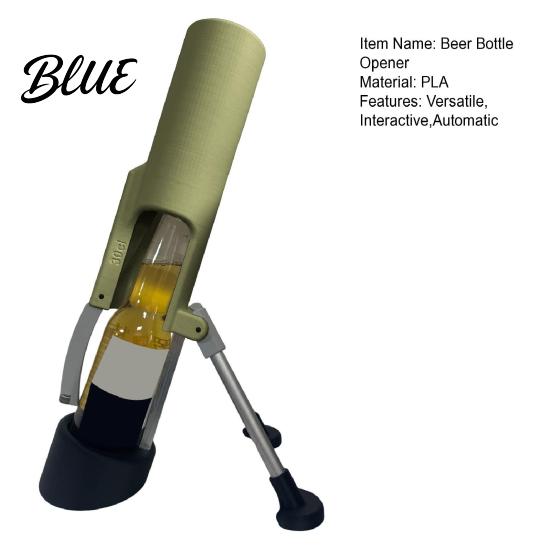 One Motion Bottle Opener Mortar Beer Automatic Mechanical Fast Smooth Casual Gathering One-Hand Operation Cap Remover for Home Bar Parties BBQ