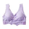 Women Bra Push Up Padded Wireless Shockproof Solid Color Lace Anti-sagging Soft Elastic Sport