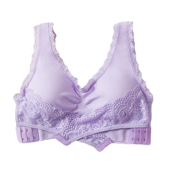 Women Bra Push Up Padded Wireless Shockproof Solid Color Lace Anti-sagging Soft Elastic Sport