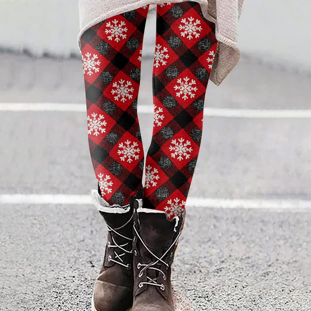 Женские рождественские облегающие эластичные повседневные брюки для йоги