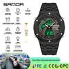 Водонепроницаемые мужские часы Sanda с двойным дисплеем, люминесцентными элементами и функцией повторного сигнала