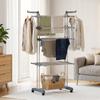 Foldable 4-Tier Clothes Drying Rack with Wheels, Side Wings and Steel Frame, Grey