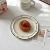 Японская минималистская посуда Корейский стиль Керамическая тарелка для торта Тарелка в горошек Красивая тарелка Высокая красота Завтрак