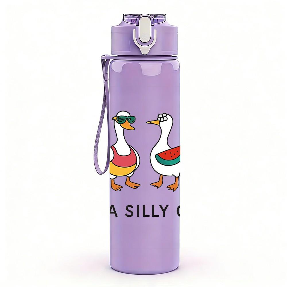 1PC Just A Silly Goose Group 750ml Color Plastic Sports Water Bottle Leakproof Flip Straw Lid Suitable for Sports Office Home Use