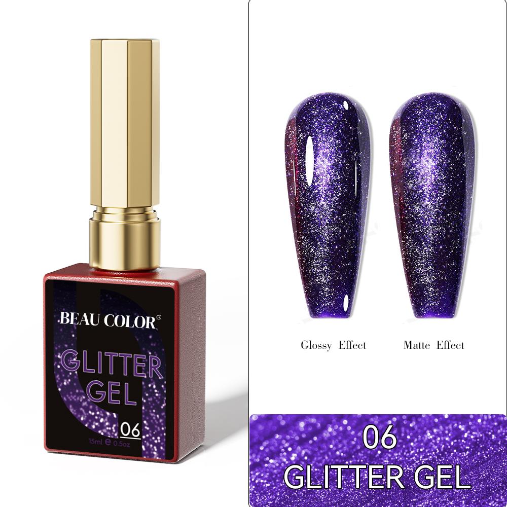 BEAU COLOR 1 шт. 15 мл 8 цветов светоотражающий блестящий гель-лак коллекция УФ/светодиодный Рождественский блестящий цветной гель для дизайна ногтей маникюр своими руками