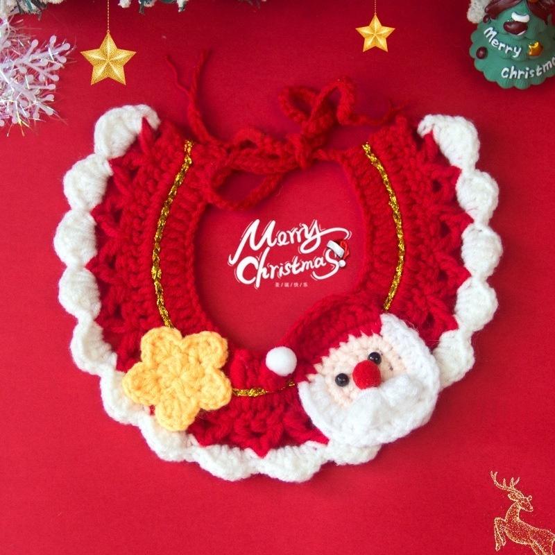 Cute Christmas Pet Scarf - Hand-Knitted Collar for Cat Dog Xmas Tree Decor Accessories