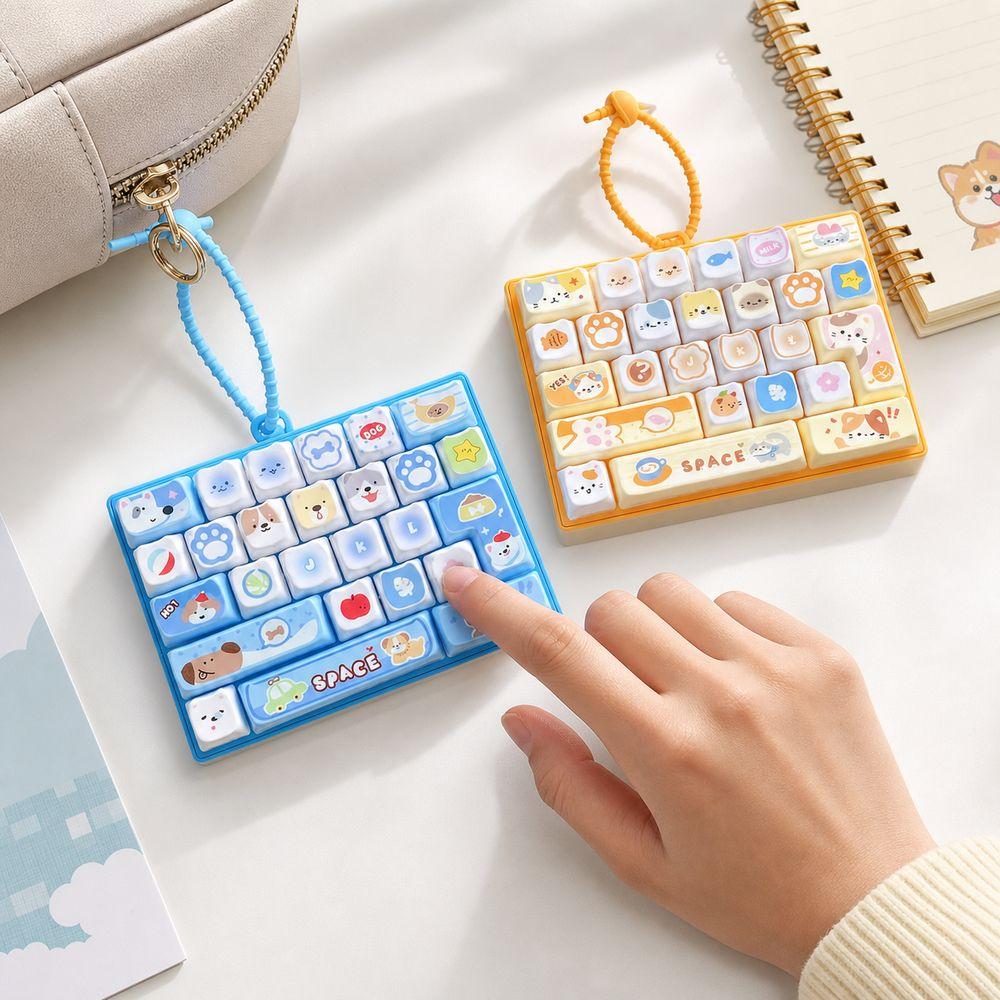 26-key Stress Relief Decompression Toy Clear Key Sounds Press Button Toy Keyboard Toy Bag Pendant