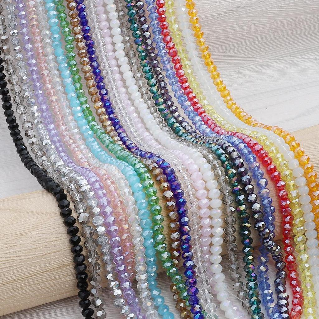 30-200Pcs Rondelle Austria Faceted Crystal Glass Beads Loose Spacer Beads for Jewelry Making