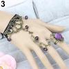 Retro Gothic Women Lace Flower Hand Slave Harness Bracelet Chain Ring Jewelry
