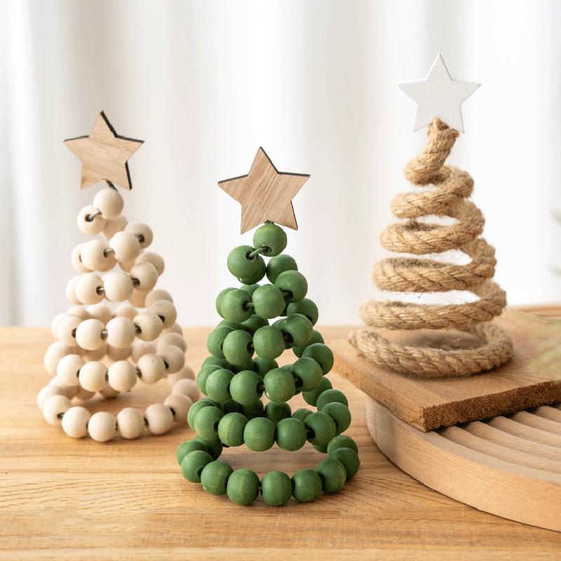 Настольные елки украшение деревянные бусины верхушка для елки рождественские поделки дом