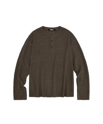 MEA Термальная футболка-henley с длинным рукавом [Коричневый]
