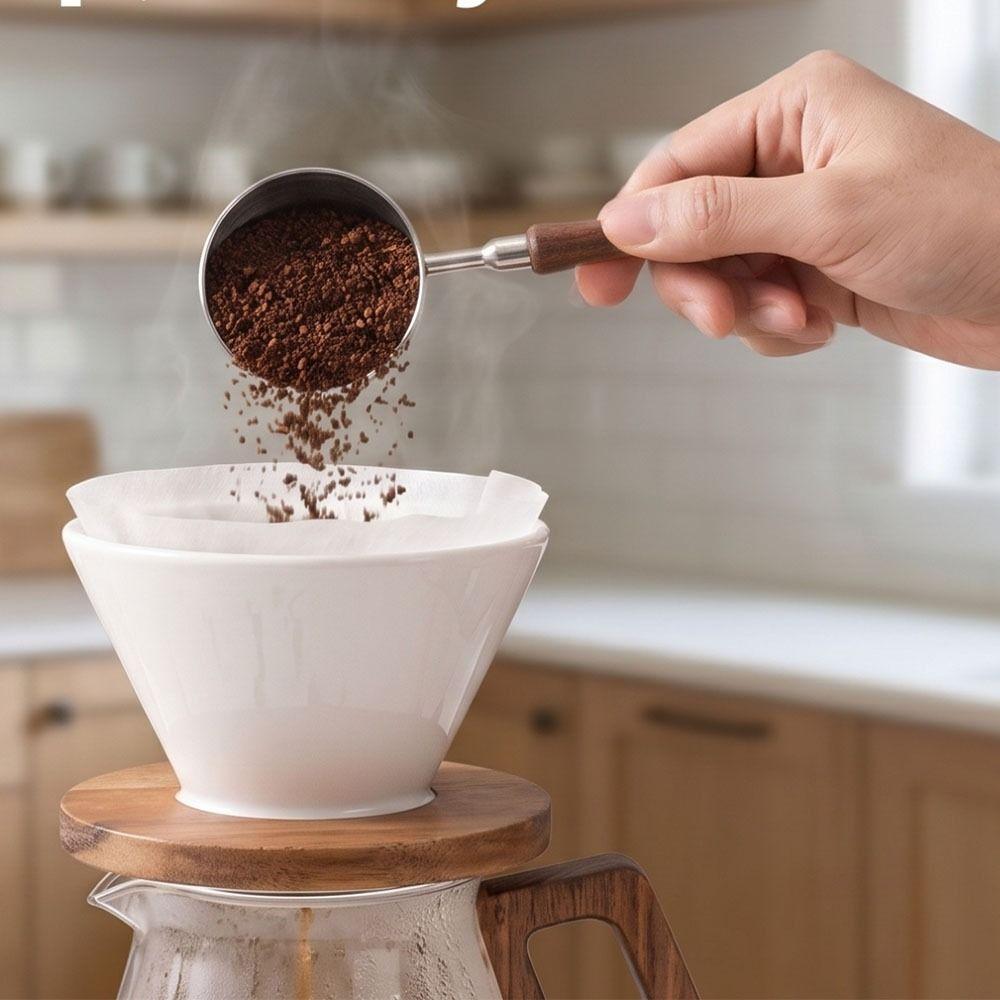 Wood Handle Coffee Measuring Spoon Long Handle Coffee Sugar Scoop Baking Accessories