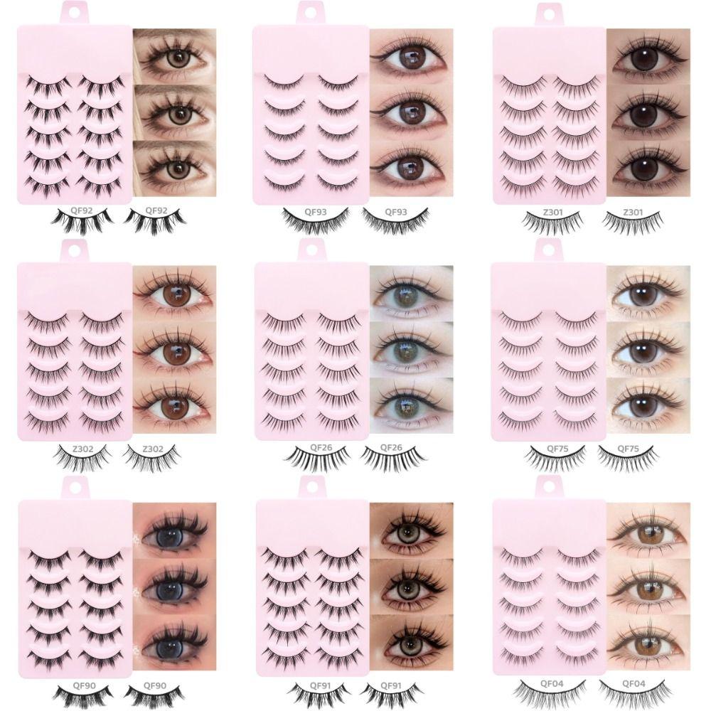 5 пар ресниц из искусственной норки Аниме Косплей Сегментированные накладные ресницы Модные 3D накладные ресницы Мужские