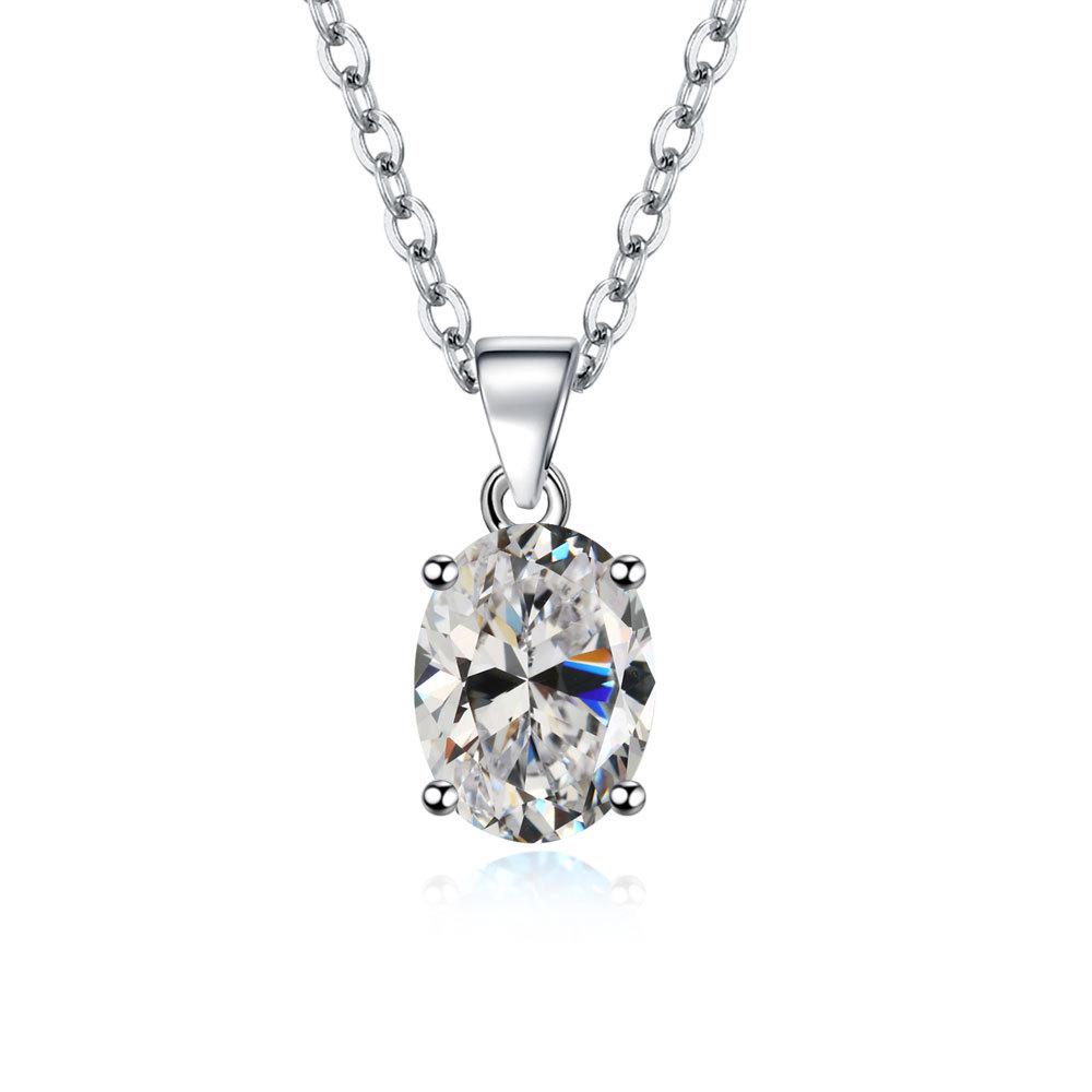 Овальный цирконовый набор: Универсальное кольцо с драгоценным камнем в форме яйца и ожерелье с подвеской из кристалла для женщин