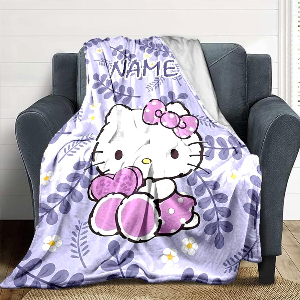 Customizable HelloKitty13 Throw Blanket – Personalized Name, All-Season Cozy Snug Blanket, Machine Washable, Personalized Blanket