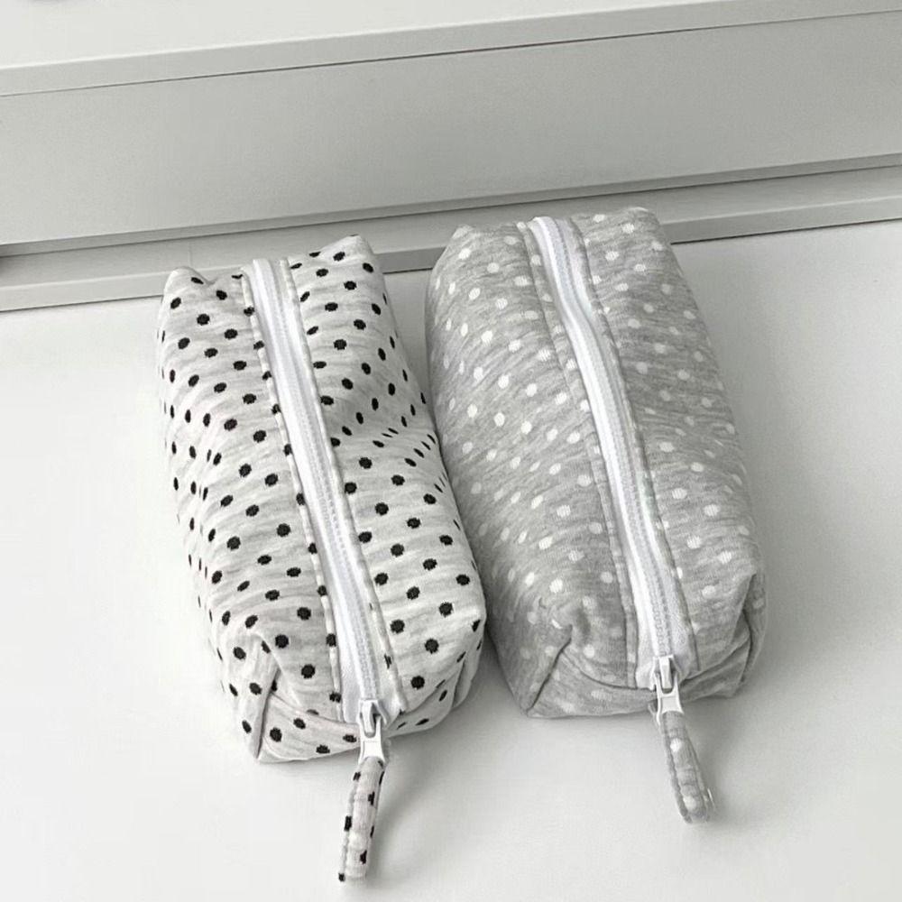 Polka Dot Pencil Case Sweet Zipper Stationery Pouch Pencil Storage Bag Back To School