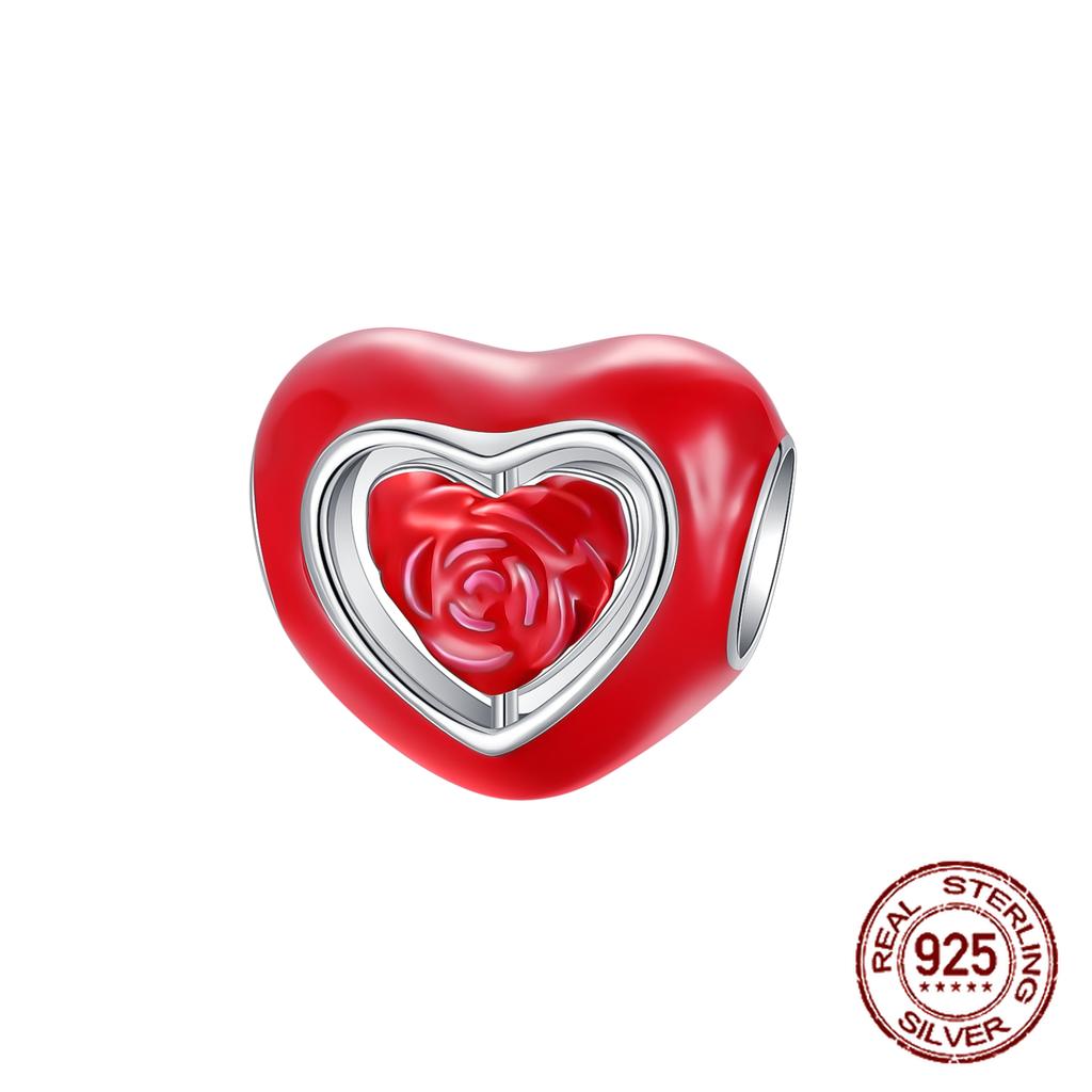 Шармы Бусины Серии Красного Цвета Медь Кровь Сердце Любовь Машина Клубника Фрукты Подвеска Подходят Оригинальному Браслету-Бэнглу DIY Ювелирные Изделия