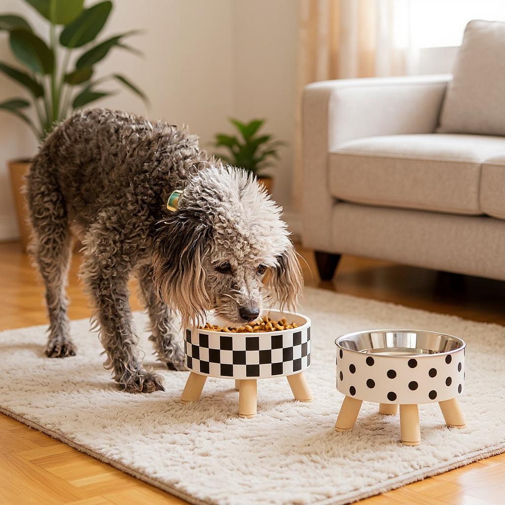 Stainless Steel Raised Pet Bowl,Cat Water and Food Dish, Spill-Proof Detachable Feeding Bowl for Small Pets Suitable for Puppies
