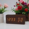 Голосовое управление Деревянный цифровой будильник TEMP Влажность Дата Ночной режим Настольные часы 3 будильника Память отключения питания 12/24H LED часы
