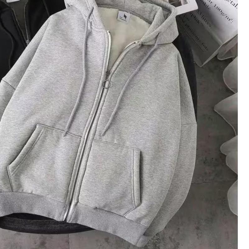 Мужская плюшевая утолщенная толстовка-кардиган с капюшоном на молнии - корейский стиль, свободный крой для осени/зимы 2022 г.
