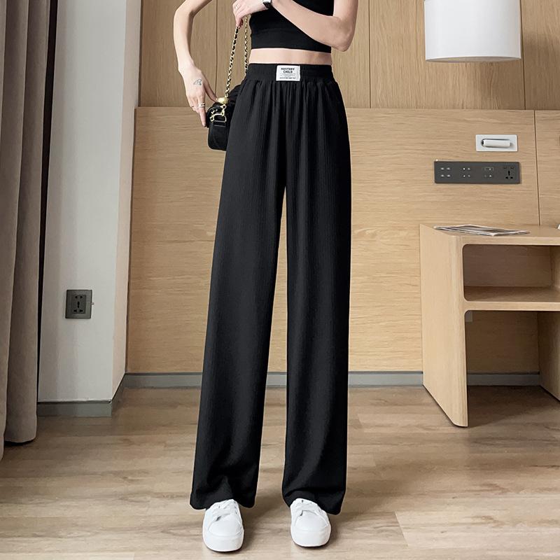 Women's Spring and Autumn New High Waist Dropping Ice Silk Pants Loose Straight Casual Pants for Women In Summer