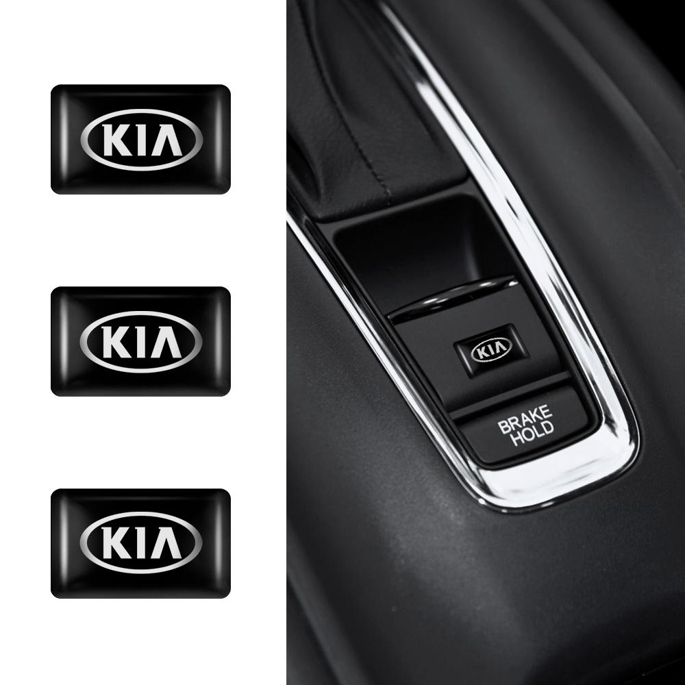 XIOU7 10Pcs 3D Epoxy Car Window Lift Button Steering Wheel Sticker For Kia Picanto Sportage Sonet Cerato Soul Sorento KN Ceed Carnival
