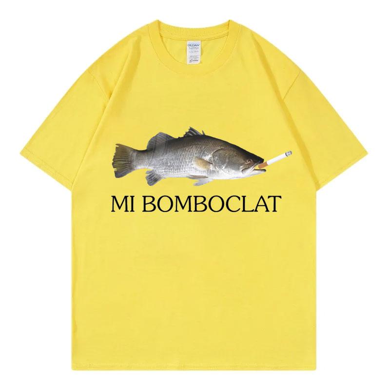 Funny Bomboclat Fish Meme Tshirt High Street Fashion Trend Y2k Short Sleeve Tshirts Unisex Unisex Harajuku Vintage Style T Shirts