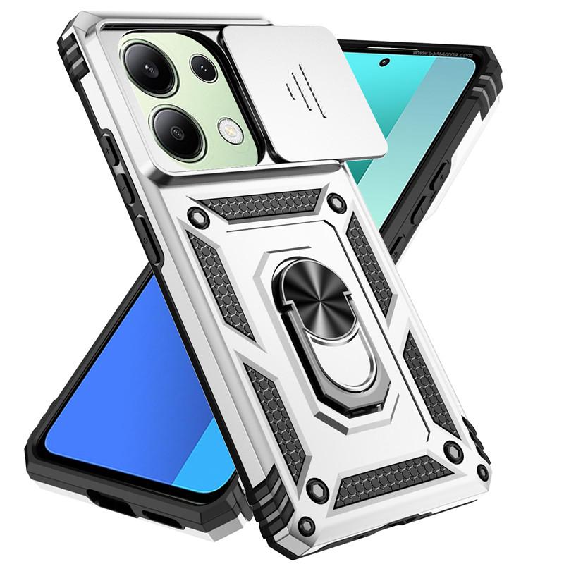 Для Xiaomi Poco M6 Pro 4G чехол Armor Slide крышка объектива камеры для Poko Little Poco M6Pro M 6 POCOM6 4G Pro чехлы-подставки с кольцом