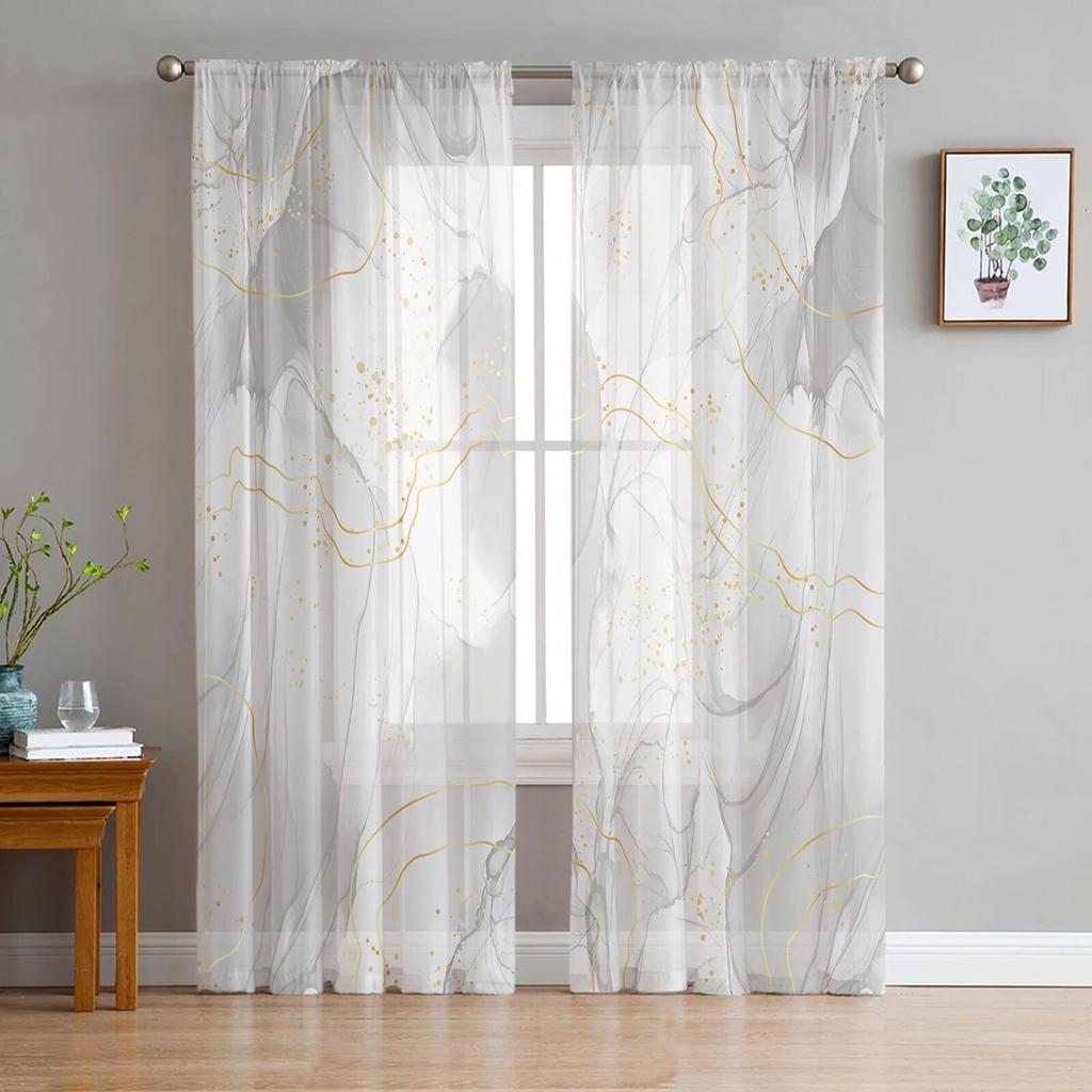 Тюлевые шторы с мраморной линией для гостиной, спальни, вуаль, прозрачная занавеска, оконный домашний декор, шторы