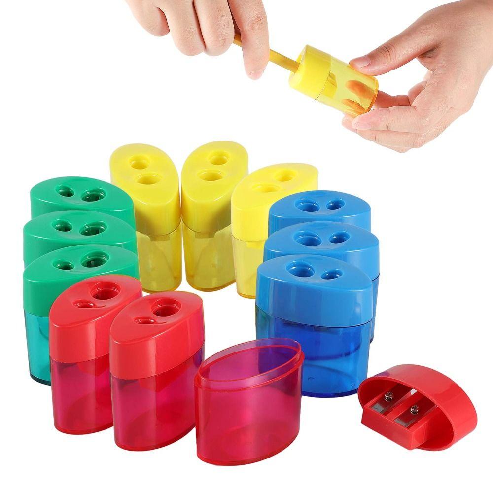 4 Pcs Multi-Color Handheld Sharpener 2-Hole Design Pencil Sharpeners Dual Holes Sharpener  Student