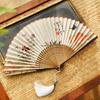 Винтажный китайский шик чонсам ханьфу веер древний стиль ткань ручная работа бамбуковые спицы складной веер танцевальное выступление портативный ручной веер