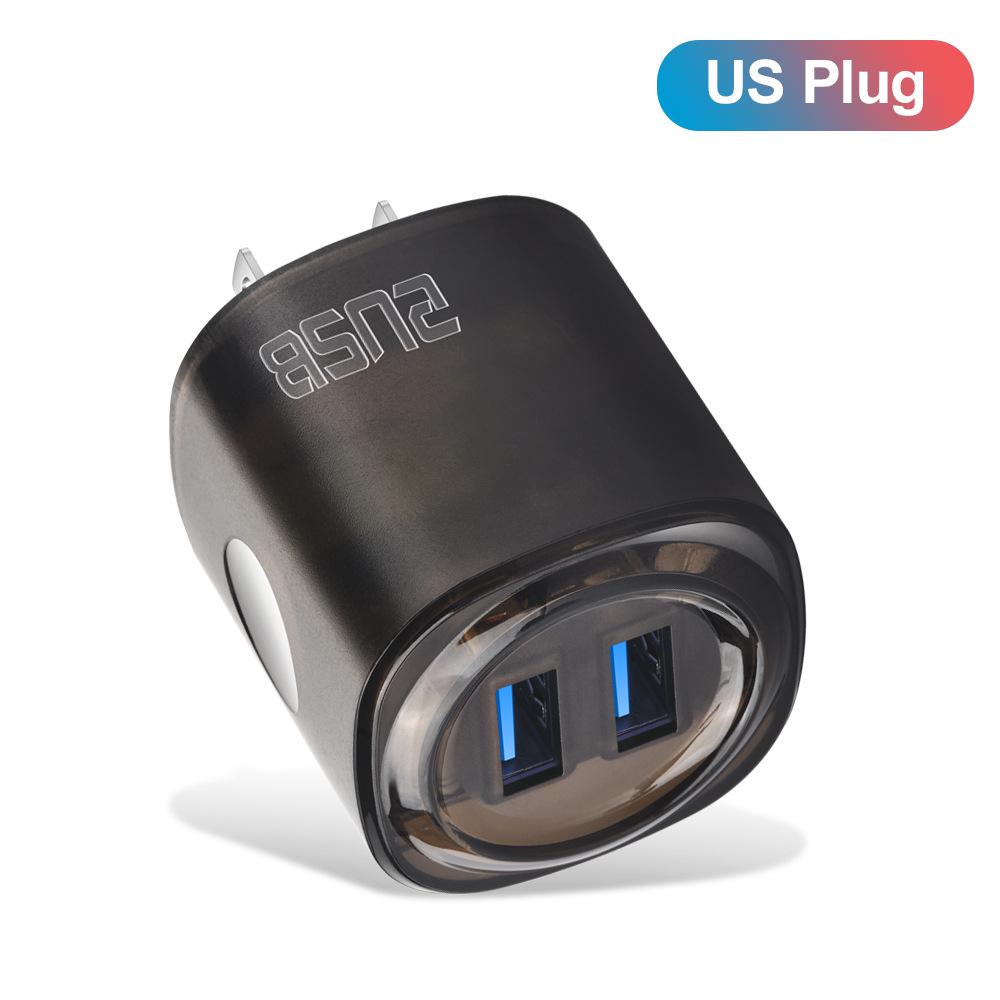 Двойное USB-зарядное устройство для телефона 2,4 А, 2-портовый адаптер для путешествий (США/ЕС)