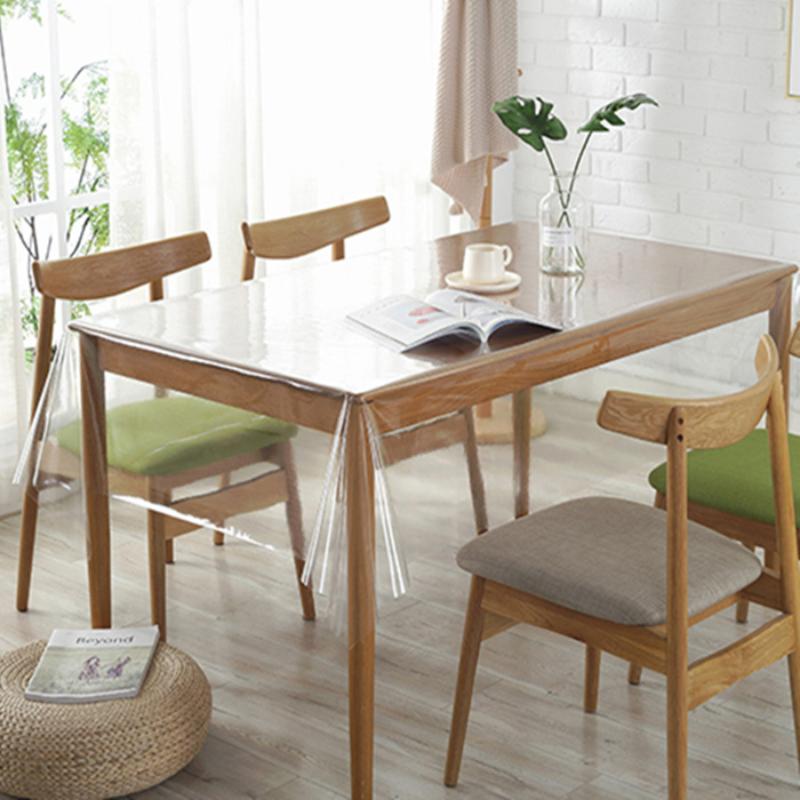 0.23mm Transparent Thin Circular Tablecloth PVC Soft Glass Tables Cover That Can Sag Plastic Film Waterproof Wash Free Tea Table Protection Pad Mat