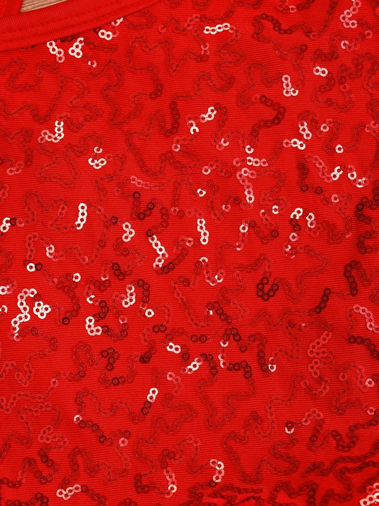 Kids Girls Ballet Dance Performance Costume Sequined Tutu Dress with Hair Tie Headwear