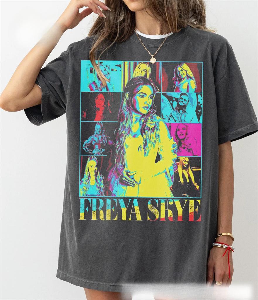 Vintage Freya Skye Shirt Freya Skye Graphics Shirt Summer Unisexs and Womens Loose and Breathable Tshirt Top