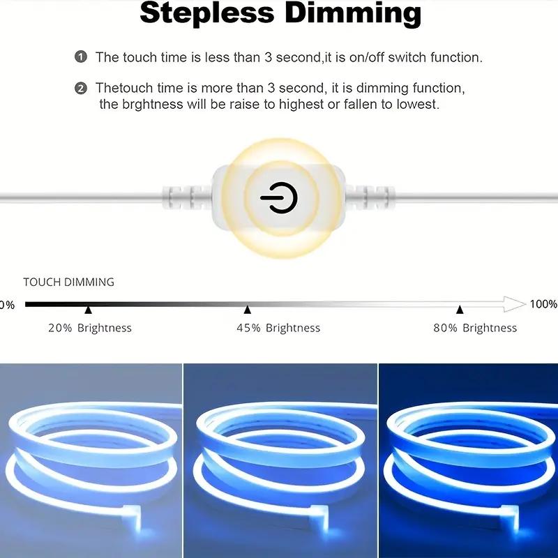 5M Neon Light Strip Touch Control Flexible Neon  USB Silicone Soft Light Waterproof Light Bar for Outdoor Holiday Party Lighting