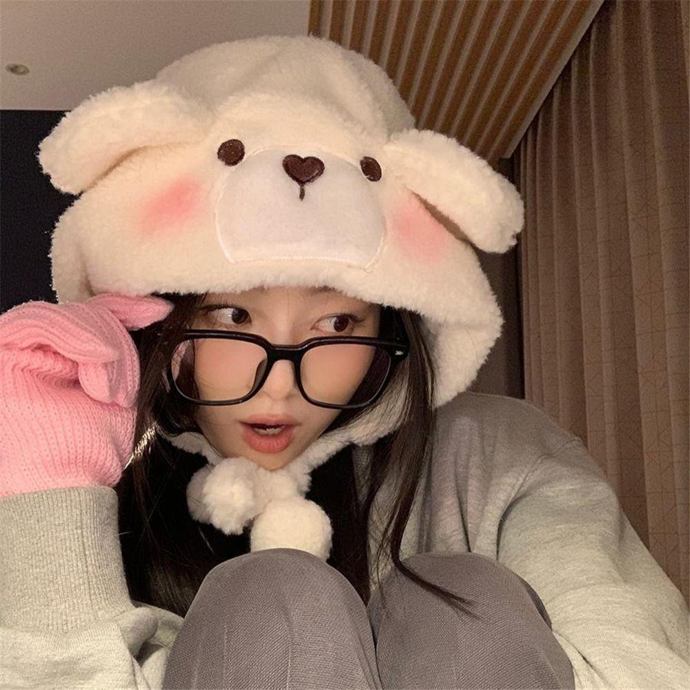 Fashion Cute Bear Ears Warm Windproof Cap Lamb Hair Cap Winter Hat Beanies