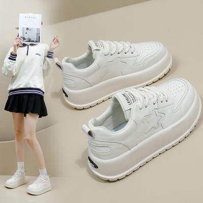 Весенние белые туфли, новые корейские стильные женские спортивные туфли на платформе, увеличивающие рост, повседневная обувь Mx7811
