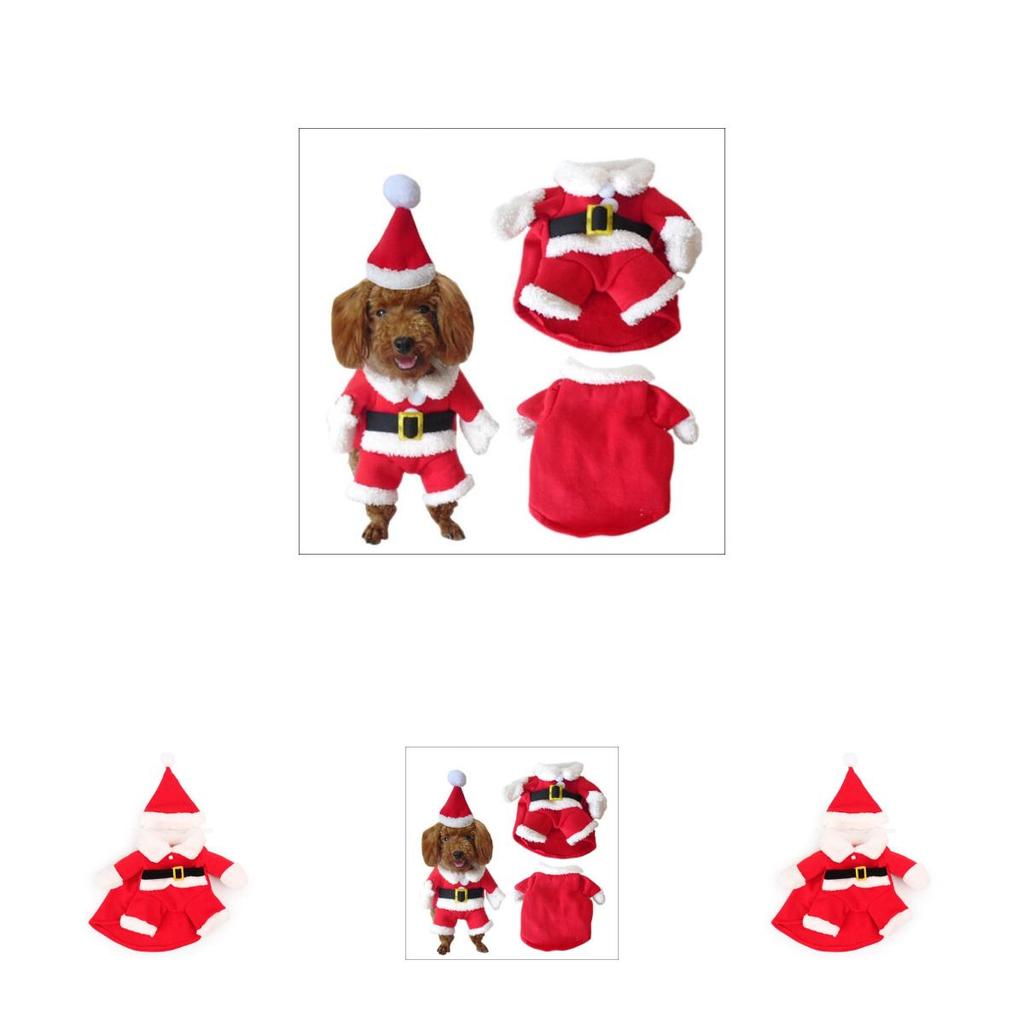 Small Dog Pet Cat Santa Claus Costume Outfit Jumpsuit Clothes Christmas For