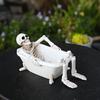 Skeleton Flower Pot Resin Skeleton In Bathtub Plant Pot Gothic Home Decor Planter for Succulents Halloween Desktop Mantel Decoration