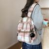 Шерстяной клетчатый школьный рюкзак для студента, большой вместимости, женский рюкзак